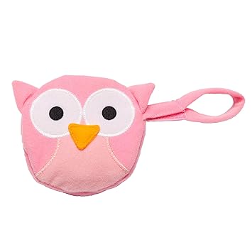 J.L. Childress Pacifier Pal, Pacifier Protector Pocket and Toy, Keeps Binky Protected and Clean, Machine Washable Baby Essentials, Fits 2-3 Pacifiers, Pink Owl