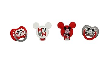 Cudlie Disney Baby Boy Mickey Mouse Pack of 2 Pacifier with 2 Clips, M Is Fo Mickey