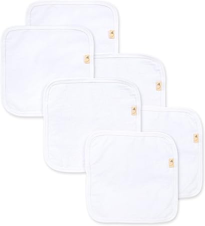 Burt's Bees Baby Infant Washcloths, 100% Organic Cotton, Soft and Super Absorbent Knit Terry Wash Cloth - 6 Pack Set