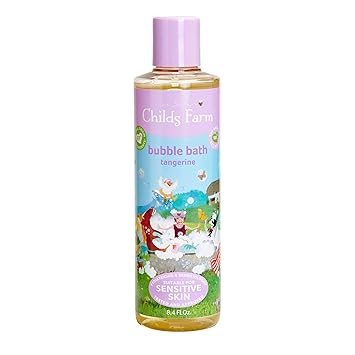 Childs Farm, Kids Bubble Bath for Dry, Sensitive Skin, Organic Tangerine, Gently Cleanses & Soothes, Vegan, Cruelty-Free, 8.4 fl oz