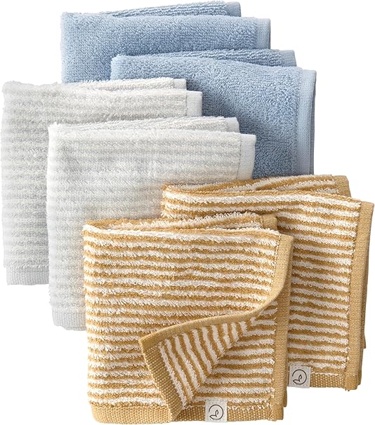 little planet by carter's Baby 6-Pack Organic Cotton Wash Cloths, Blue Multi, OSZ