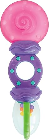 Bright Starts Rattle and Teethe Chillable Baby Teether, Pretty in Pink, Ages 3 Months +