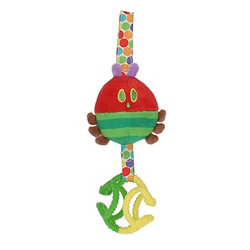 Eric Carle Very Hungry Caterpillar Chime Toy with Silicone Gummi Ogobolli – Makes Sound When Shaken and Great for Teething – Hanging Loop for On The Go