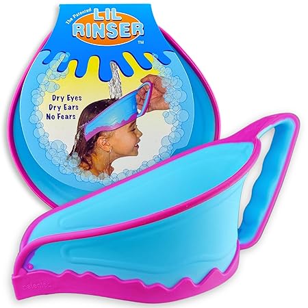 Comfort Seal Baby Bath Shampoo Shower Cap (Pack of 1) | Gentle Rinse, Shield Bath Hat, Protects Eyes, Ears, Face | Toddlers, Babies | Blue