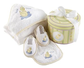 Baby Aspen Dilly The Duck 4-Piece Bath Time Gift Set in Decorative Hat Box