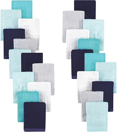 Hudson Baby Unisex Baby 24Pc Rayon from Bamboo Woven Washcloths, Navy Teal, One Size