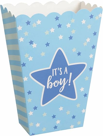 Delightful Blue Baby Shower Popcorn Boxes - 5.25