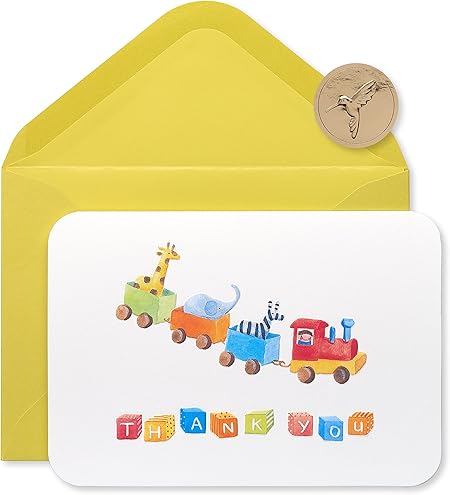 Papyrus Baby Thank You Cards with Envelopes, Toy Train (12-Count)