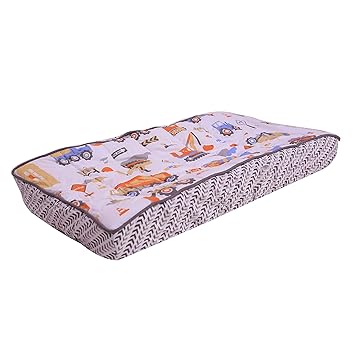 Bacati Construction Multicolor Boys Cotton Changing Pad Cover