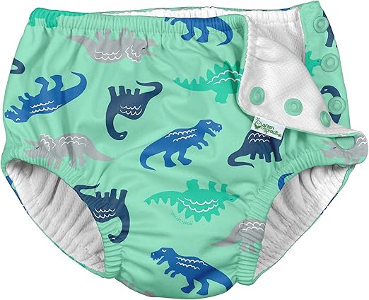 i Play Boys Reusable Absorbent Baby Swim Diapers Seafoam Simple Dino 12 Months