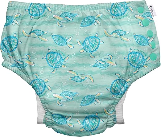 i play. by green sprouts Reusable, Eco Snap Swim Diaper with Gussets, UPF 50, 12 mo, Hawksbill Turtle - Biodiversity, Patented Design, STANDARD 100 by OEKO-TEX Certified