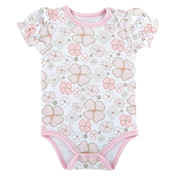 Stephan Baby Playful Posies Pink and Gray Floral Snapshirt-Style Diaper Cover, 3-6 Months