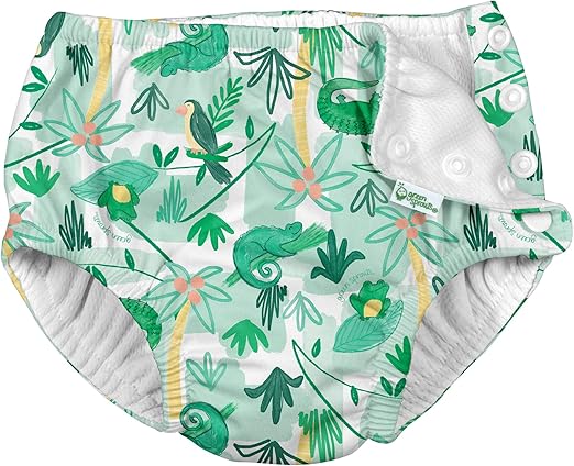 i Play Boys Reusable Absorbent Baby Swim Diapers Green Tropical Jungle 12 Months