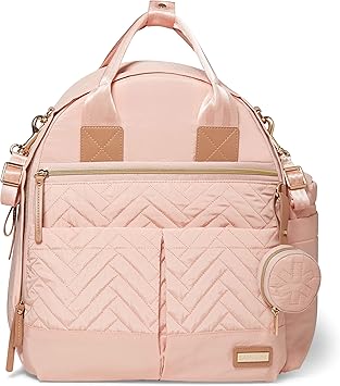 Skip Hop Diaper Bag Backpack: Suite 6-in-1 Diaper Backpack Set, Multi-Function Baby Travel Bag with Changing Pad, Stroller Straps, Bottle Bag and Pacifier Pocket, Blush