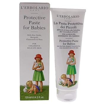 L'Erbolario Protective Paste For Babies - Natural Protective Instinct For Very Delicate Skin - Highly Effective Barrier Against Irritants - Soothing, Softening And Refreshing Properties - 4.2 Oz