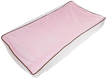 Bacati - Velor Pink/White/Chocolate Plush Changing Pad Cover