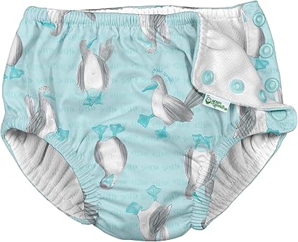 i Play Boys Reusable Absorbent Baby Swim Diapers Light Aqua Blue-Footed Boobies 6 Months