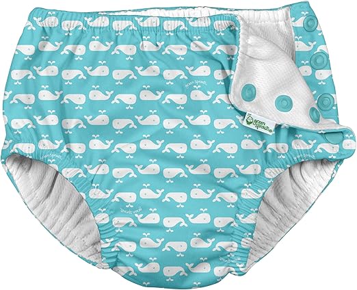 i Play Boys Reusable Absorbent Baby Swim Diapers Aqua Whale Geo 12 Months