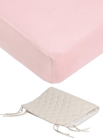 American Baby Company Organic Cotton Bundle Set, an Organic Fitted Standard Crib Sheet and an Organic Cotton Changing Pad Liner Top Layer, Pink, for Girls