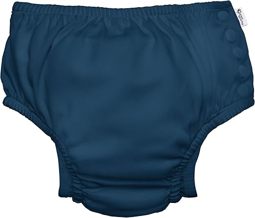 i play. by green sprouts Reusable, Eco Snap Swim Diaper with Gussets, UPF 50, Navy, Patented Design, STANDARD 100 by OEKO-TEX Certified 6 mo