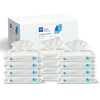 Medline Simply Water Baby Wipes, 99% Water Solution Wipes, 100% Plant-Based Cloth, 60 Count (Pack of 12)