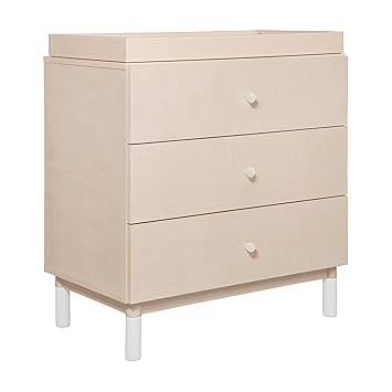 Babyletto Gelato 3-Drawer Changer Dresser with Removable Changing Tray in Washed Natural and White, Greenguard Gold Certified