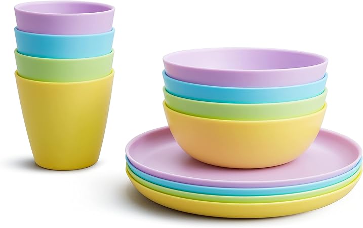 Munchkin® 12pc Baby and Toddler Feeding Supplies Set - Includes Plates, Bowls, and Cups