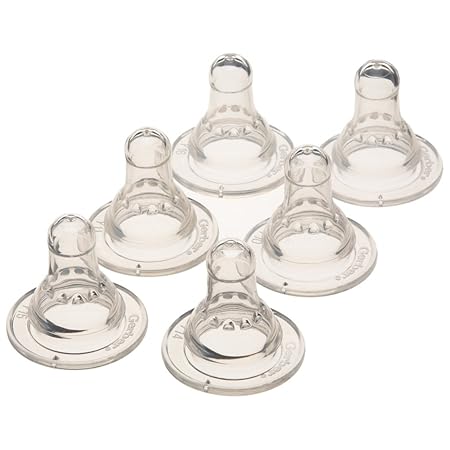 NUK First Essentials Silicone Baby Bottle Nipples, Slow Flow, 6 Pack