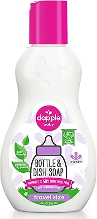 Dapple Baby Bottle Soap, Hypoallergenic Dish Soap for Baby Bottles, Powered by Plants, Travel Size, Lavender, 3 Fl Oz (Pack of 1)