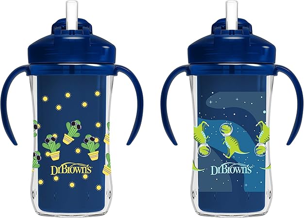 Dr. Brown's Milestones Insulated Straw Cup, Blue, 2 Pack