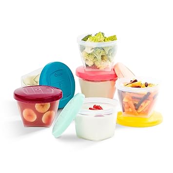 Babymoov Yellow 6-Piece Polypropylene Storage Bowls | Leak Proof, BPA Free | Store Baby Food, Snacks for Toddlers