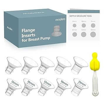 Flange Insert 10PCS 13/15/17/19/21mm for 24mm Flanges/Shields,Compatible with Momcozy/Spectra/Medela/Elvie/Paruu Most Breast Pumps,Essential Flange Sizing Kit for Breast Pump Replacement Accessories