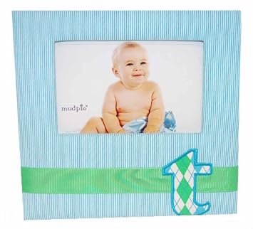 Mud Pie Initial Baby Boy Blue Initial Fabric Frame, Letter T