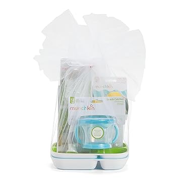 Munchkin® New Beginnings Baby Gift Set, Includes Feeding Utensils, Divided Plates, Bottle Brush, Bath Toy and Teether, Neutral