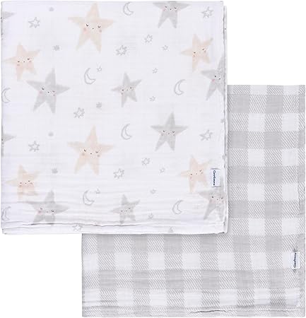 Gerber Baby Unisex 2-Pack Muslin Blanket, Celestial, One Size