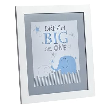 Zutano Elefant Blau Framed Wall Decor, White/Blue/Grey, 12