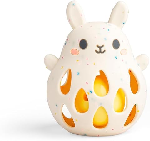 Tiger Tribe: Silicone Rattle - Bunny - Soft Silicone, Food-Grade Safe Materials, Newborn, Soothing Sensory Toy, Infant & Baby Ages 0+ mo.