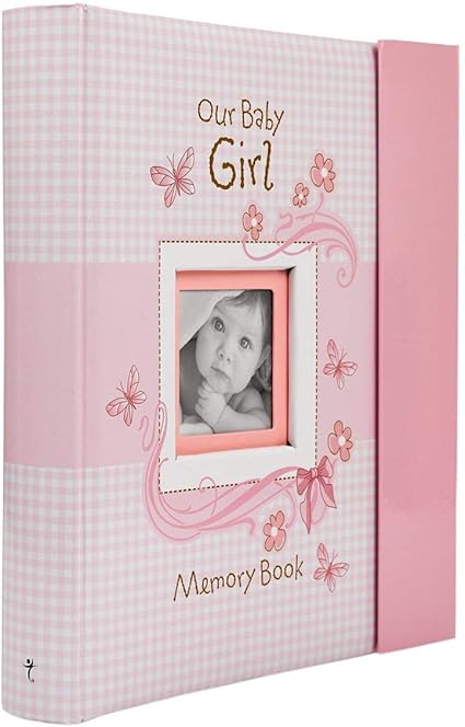 Christian Art Gifts Girl Baby Book of Memories Pink Keepsake Photo Album | Our Baby Girl Memory Book | Baby Book with Bible Verses, The First Year