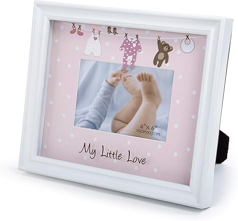 Truu Design Cute White Baby Photo Frame, 4 x 6 Inches, Light Pink