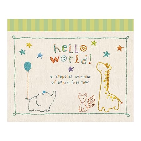 C.R. Gibson Animals 'Hello World' Baby Calendar Baby First Year Tracker, 11'' W x 18'' H