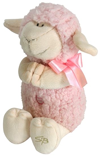 Stephan Baby Ultra Soft and Huggable Musical Praying Woolly Lamb, Pink, 11 inch