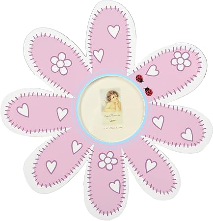 Truu Design CTG Cute Wooden Flower Kids, Pink, 3 x 3 inches Beautiful Countertop Photo Frame