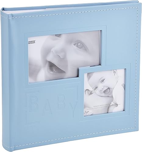 Pioneer Photo Albums DA-200COLB/B 200-Pocket Embossed Baby Leatherette Frame Cover Album for 4 by 6-Inch Prints, Blue