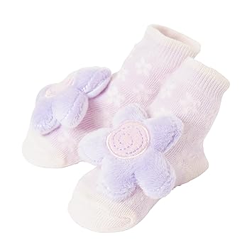 Baby Dumpling C.R. Gibson Flower Rattle Sock Booties for Newborns, Infants, and Babies - 1 Pair