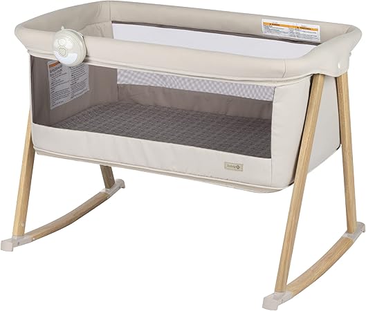 Safety 1st Rest-and-Romp 2-in-1 Bassinet and Play Yard with Soothing Sounds, Lights & Vibration, Dunes Edge