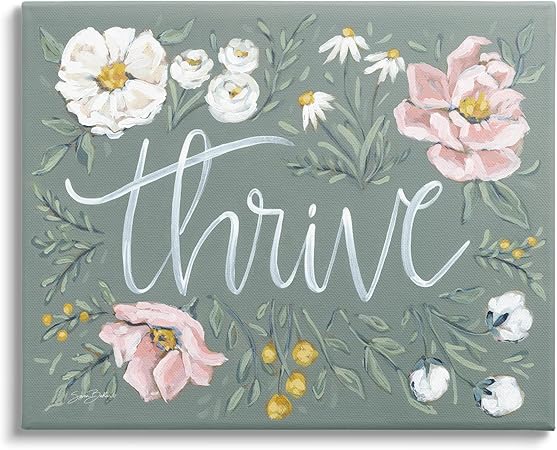 Stupell Industries Thrive Floral Border Canvas Wall Art Design by Sara Baker