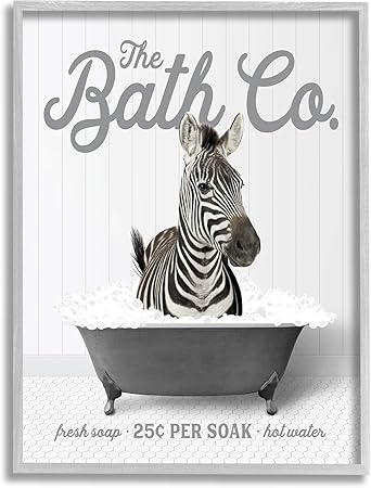 Stupell Industries Bubble Bath Zebra Framed Giclee Art by Lettered and Lined