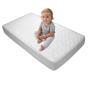 Sealy Baby Stain Protection Fitted Waterproof Baby Crib Mattress Protector, Crib Mattress Topper, Crib Mattress Pad, Toddler Bed Mattress Protector, Machine Washable/Dryer Friendly, 52” x 28”- White