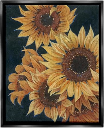 Stupell Industries Sunflowers with Curling Petals Framed Floater Canvas Wall Art by Grace Popp