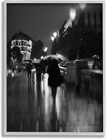 Stupell Industries Walking In Rain Urban Buildings Giclee Framed Wall Art, Design by Carina Okula